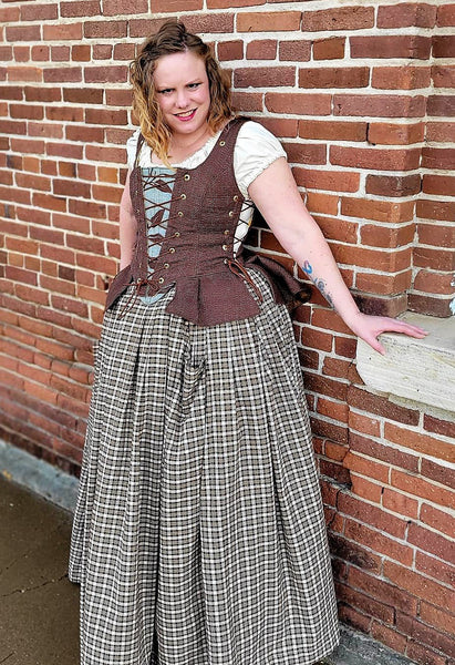Pleated Tartan Skirt with Pockets - 100% Cotton