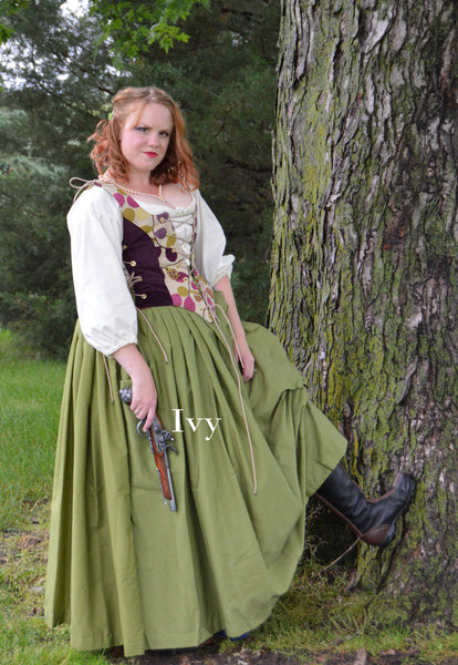 Solid Skirt with Pockets- Blues and Greens