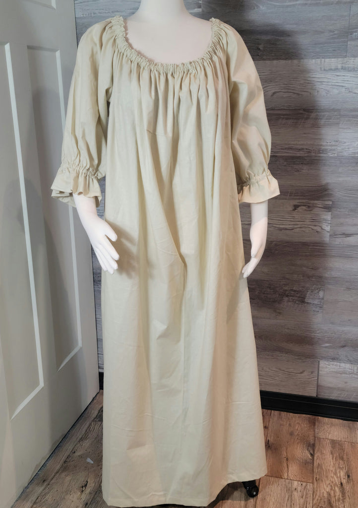 Cotton Chemise - Full Length- 3/4 Sleeve Shift Nightgown