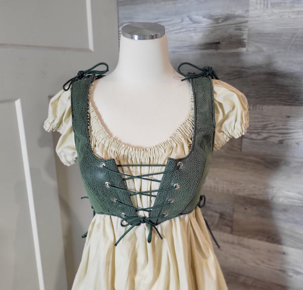 Cropped Bodice - Green Faux Leather