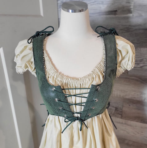 Cropped Bodice - Green Faux Leather