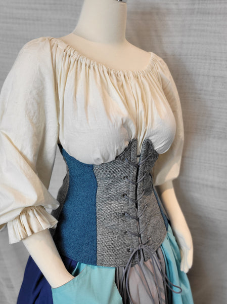Under Bust Corset - Grey and Teal