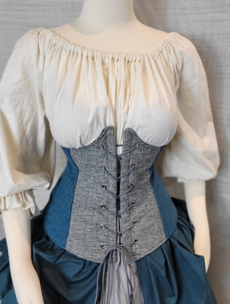 Under Bust Corset - Grey and Teal