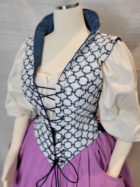 Elizabethan Riding Jacket- White and Blue