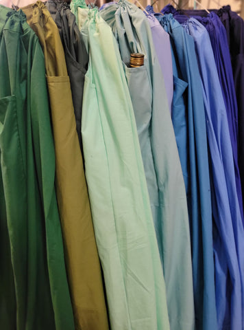Solid Skirt with Pockets- Blues and Greens