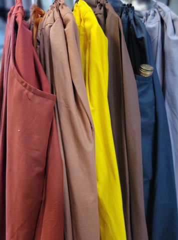 Solid Skirt with Pockets- Shades of Brown and Black