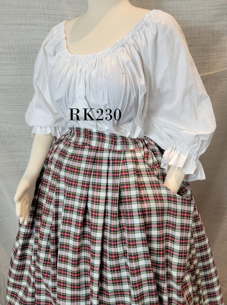 Pleated Tartan Skirt with Pockets 100% Cotton in a Variety of Colors