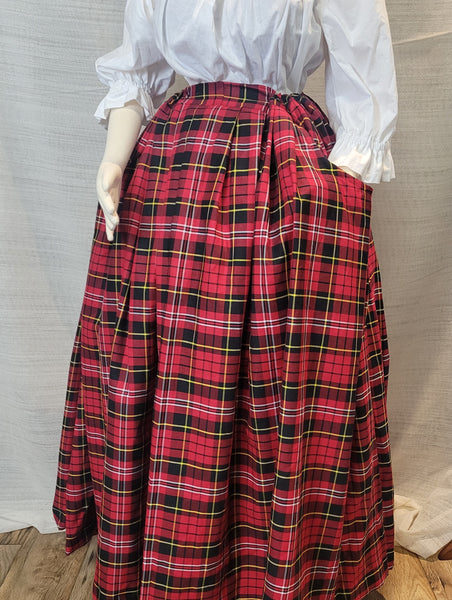 Pleated Tartan Skirt with Pockets - 100% Cotton