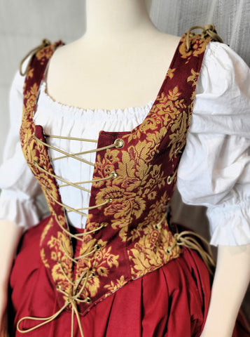 Classic Bodice - Burgundy and Gold Damask