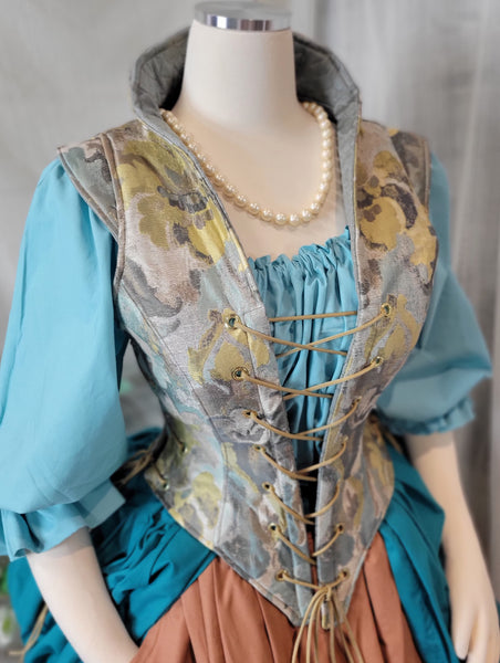 Elizabethan Riding Jacket- Watercolor Golds and Teals
