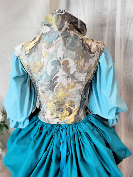 Elizabethan Riding Jacket- Watercolor Golds and Teals