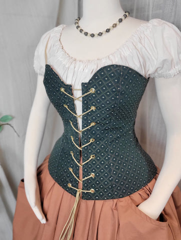 Over Bust Corset - Green with Gold