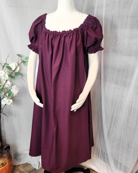 Chemise - Midi / Tea Length- Ruffled Short Sleeve - Regency Shift - Nightgown