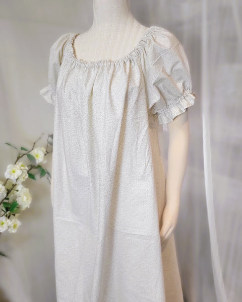 Chemise - Midi / Tea Length- Ruffled Short Sleeve - Regency Shift - Nightgown