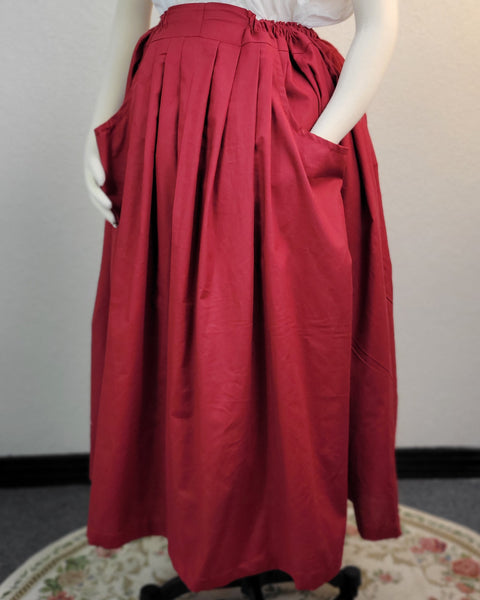 Midi Pleated Skirt Tea Length Drawstring Skirt with Pockets-Variety of prints