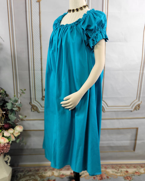 Chemise - Midi / Tea Length- Ruffled Short Sleeve - Regency Shift - Nightgown