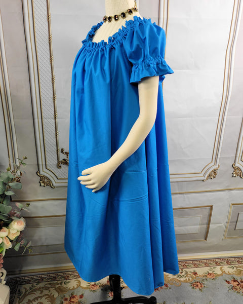 Chemise - Midi / Tea Length- Ruffled Short Sleeve - Regency Shift - Nightgown