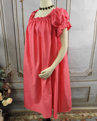 Chemise - Midi / Tea Length- Ruffled Short Sleeve - Regency Shift - Nightgown