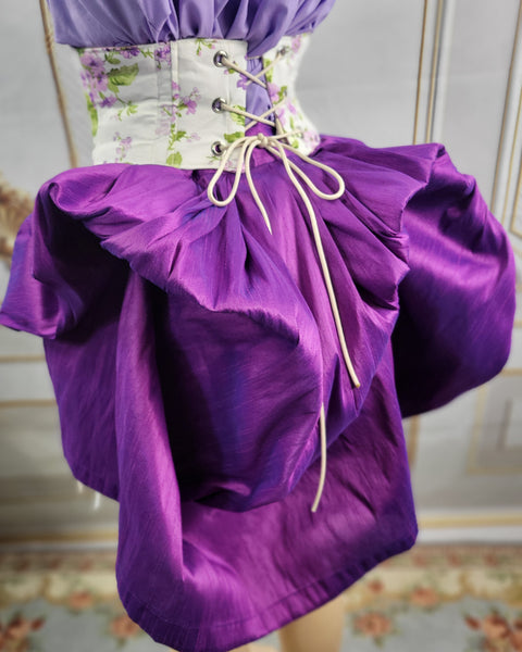 Corset Belt - White with Purple Floral Print