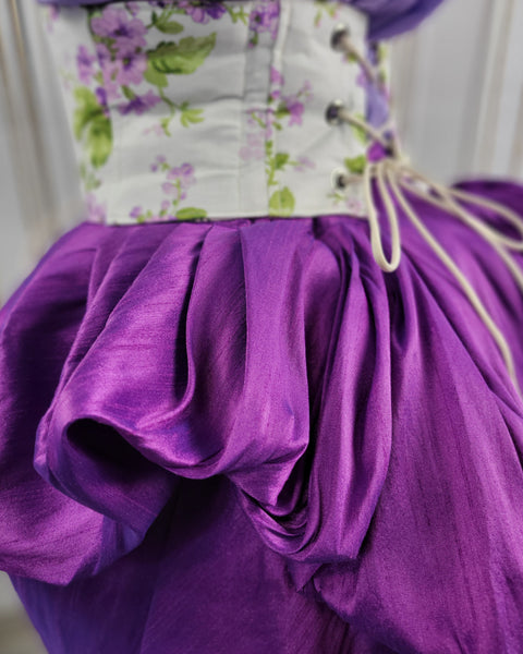 Corset Belt - White with Purple Floral Print