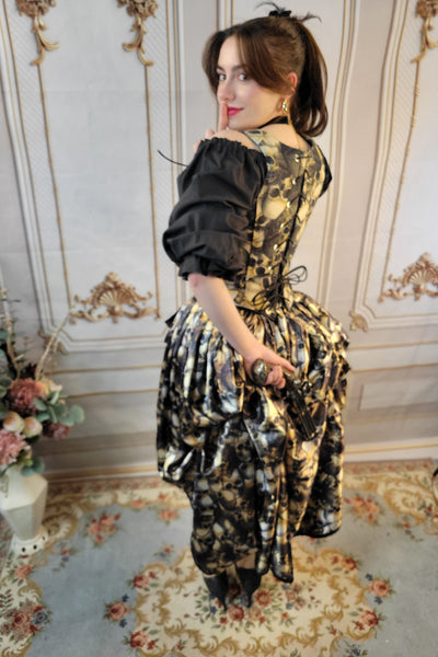 Reversible Bustled Over Skirt - Black and Skull Print