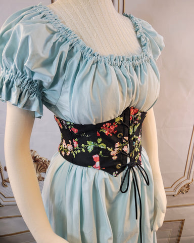 Corset Belt - Black with Floral Print