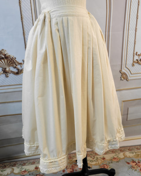 Muslin Drawstring Petticoat with Lace and Pin Tucked Hem