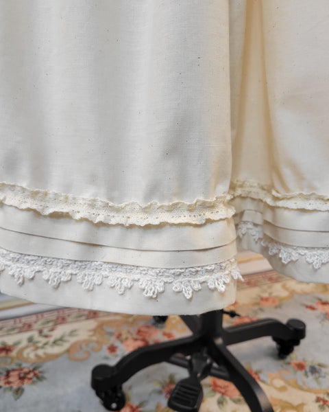 Muslin Drawstring Petticoat with Lace and Pin Tucked Hem