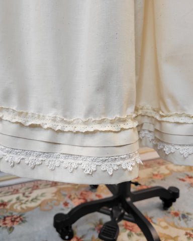 Muslin Drawstring Petticoat with Lace and Pin Tucked Hem