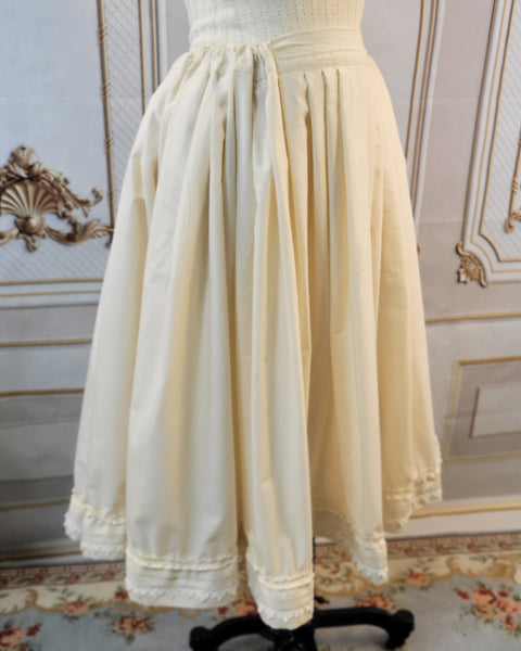 Muslin Drawstring Petticoat with Lace and Pin Tucked Hem
