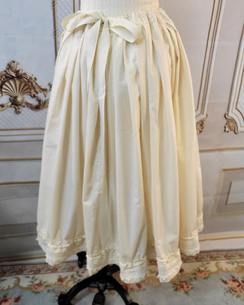 Muslin Drawstring Petticoat with Lace and Pin Tucked Hem