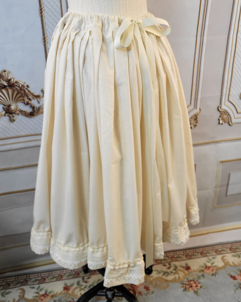 Muslin Drawstring Petticoat with Lace and Pin Tucked Hem