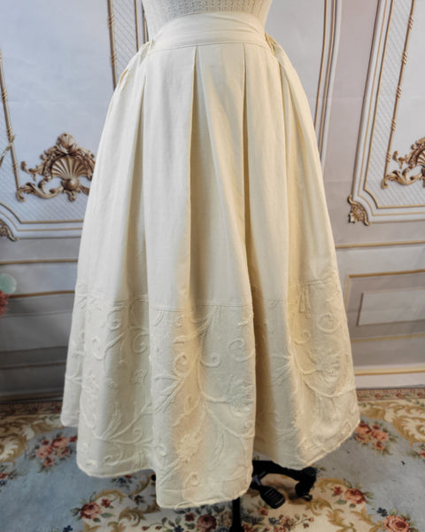 Muslin Drawstring Petticoat with Embroidered Canvas
