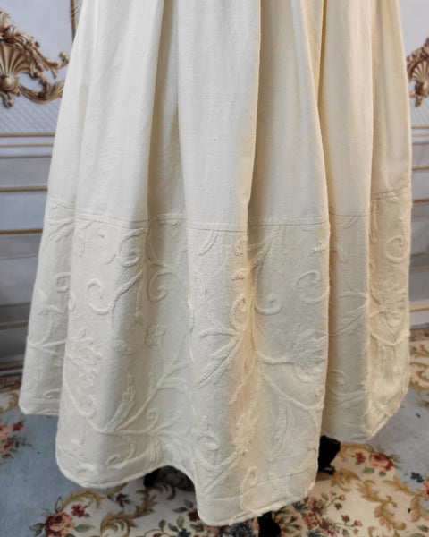 Muslin Drawstring Petticoat with Embroidered Canvas