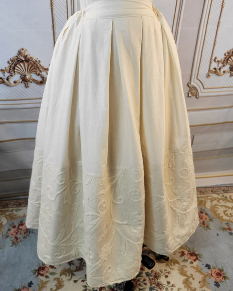 Muslin Drawstring Petticoat with Embroidered Canvas