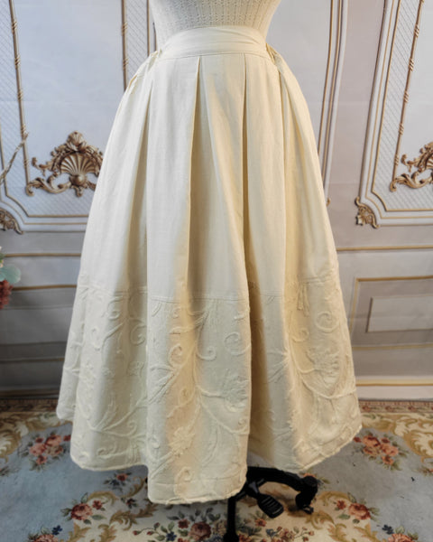 Muslin Drawstring Petticoat with Embroidered Canvas