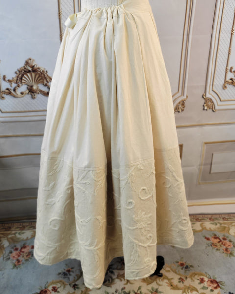 Muslin Drawstring Petticoat with Embroidered Canvas