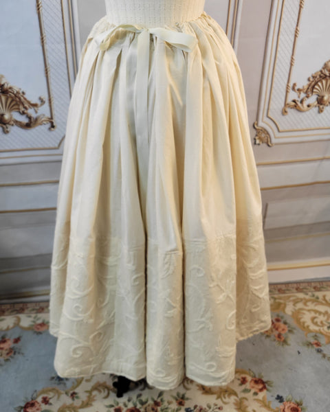 Muslin Drawstring Petticoat with Embroidered Canvas