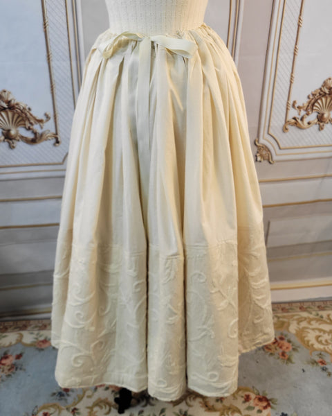 Muslin Drawstring Petticoat with Embroidered Canvas