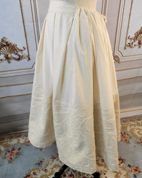 Muslin Drawstring Petticoat with Embroidered Canvas