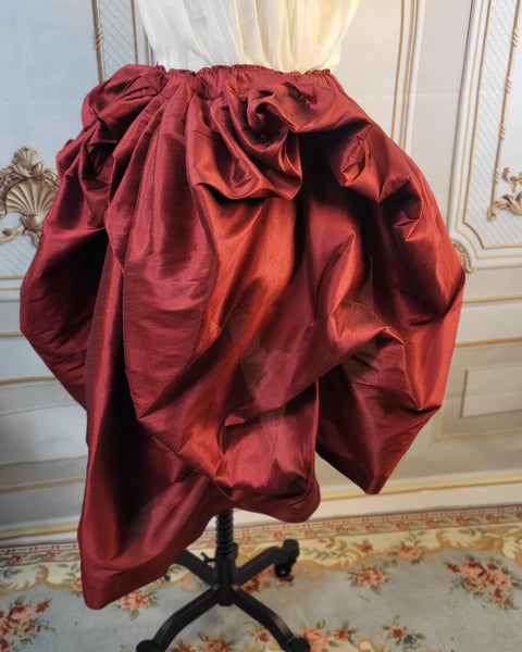 Bustled Over Skirt - Burgundy Dupioni