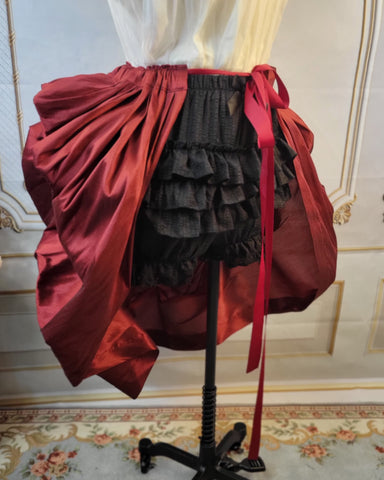 Bustled Over Skirt - Burgundy Dupioni