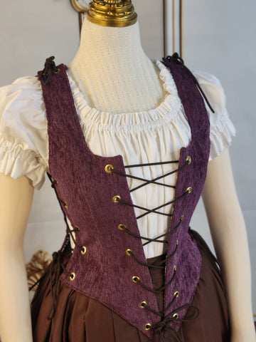 High Back Classic Bodice - Solid Plum Chenille