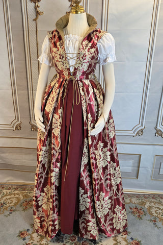 Cropped Elizabethan Riding Gown- Troublesome Burgundy and Cream