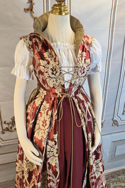Cropped Elizabethan Riding Gown- Troublesome Burgundy and Cream