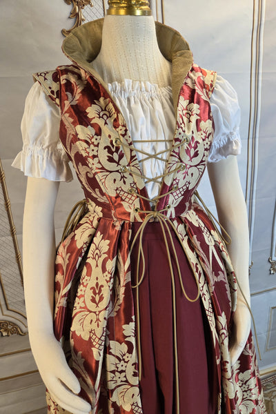 Cropped Elizabethan Riding Gown- Troublesome Burgundy and Cream