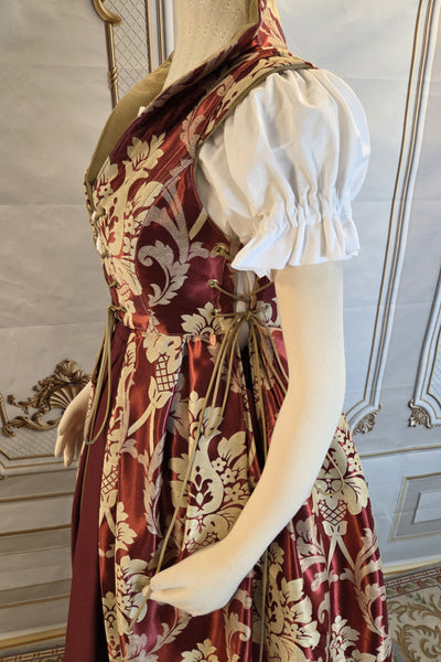 Cropped Elizabethan Riding Gown- Troublesome Burgundy and Cream