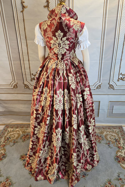 Cropped Elizabethan Riding Gown- Troublesome Burgundy and Cream