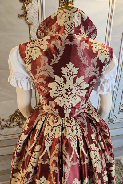 Cropped Elizabethan Riding Gown- Troublesome Burgundy and Cream