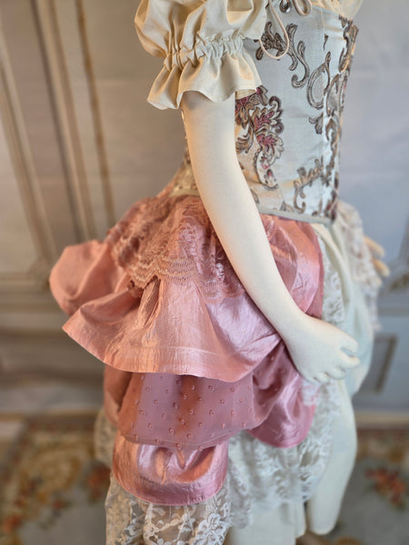 Ruffle Bustle Skirt - Dusty Rose and Cream